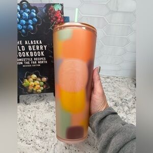 Starbucks 2024 Multicolor Patterned Peach Coral Soft Touch Target Tumbler. NWT!